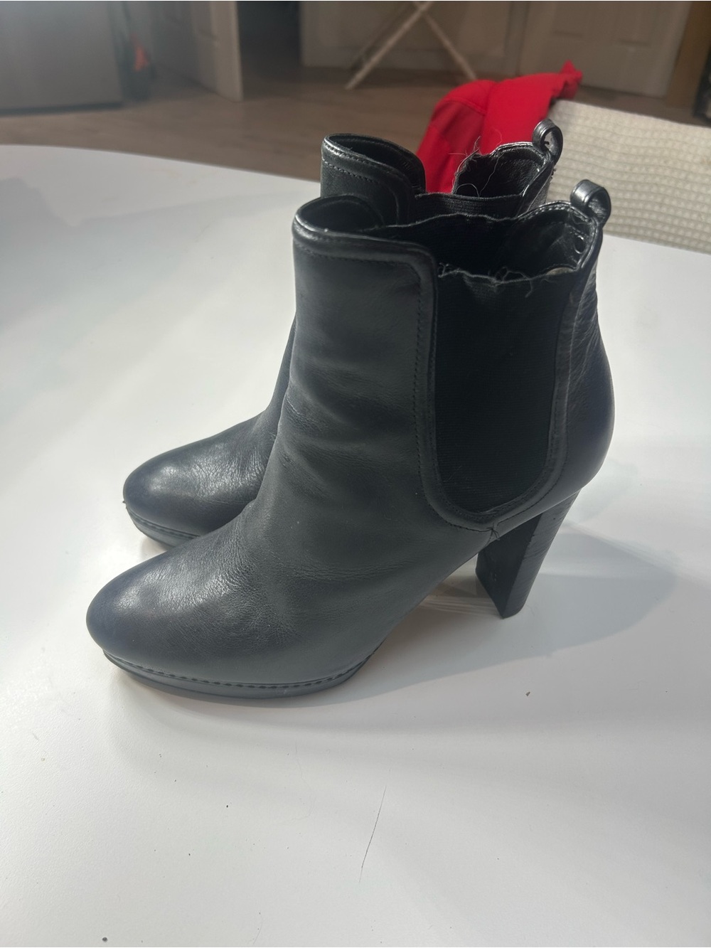 Michael Kors Black Leather Ankle Booties with Block Heel